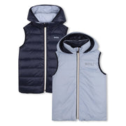 BOSS boy's pale blue reversible gilet - j53506.