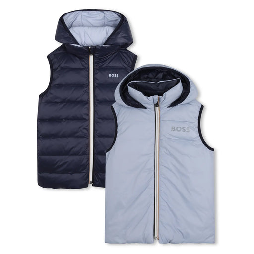 BOSS boy's pale blue reversible gilet - j53506.