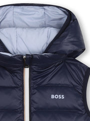 BOSS reversible gilet with pale blue logo on the chest.