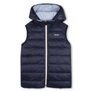 Dark navy side of the BOSS reversible gilet.