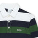 Closer view of the BOSS rugby stripe polo shirt.