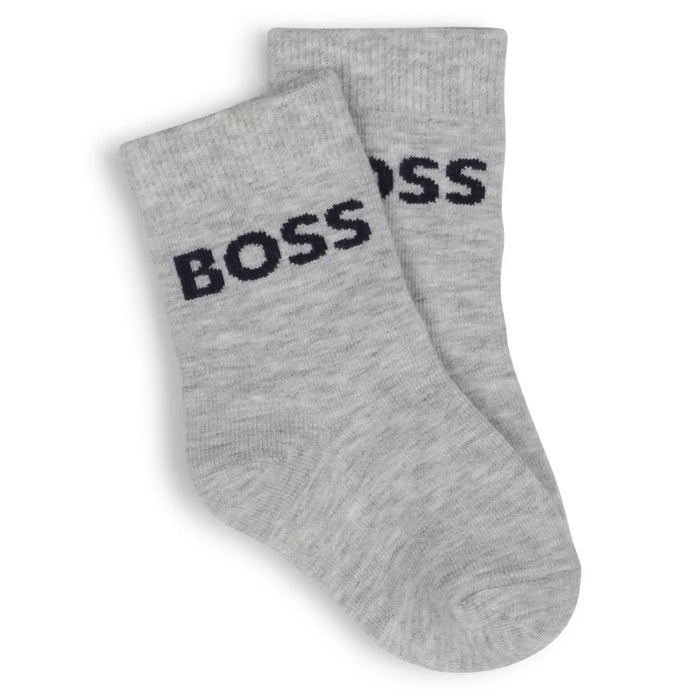 Boss marl grey logo socks.