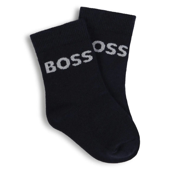 Boss navy logo socks.