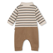 Rear view of the BOSS striped romper.