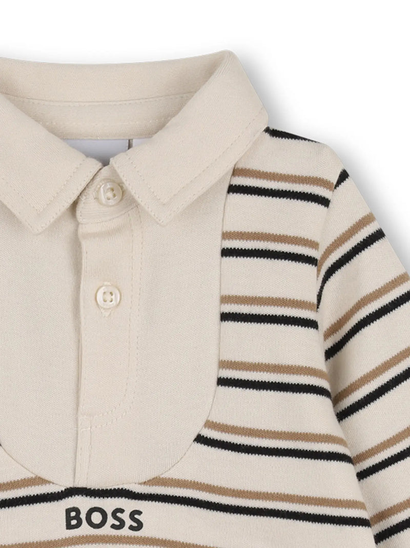 Closer look at the BOSS striped romper.