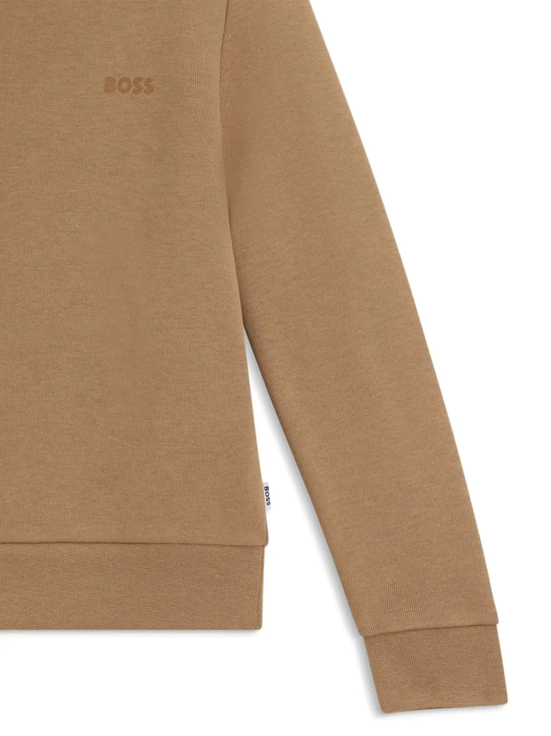 Closer view of the BOSS sweatshirt.