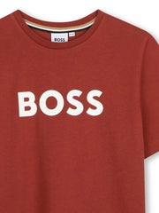 Closer view of the BOSS logo t-shirt.