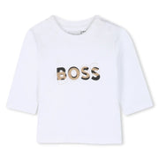 Baby boy's long sleeve white t-shirt.