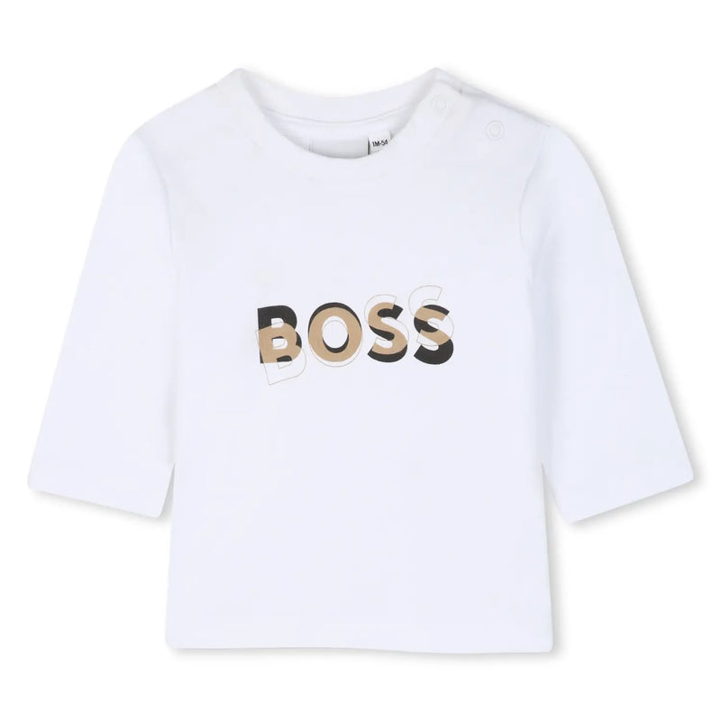 Baby boy's long sleeve white t-shirt.