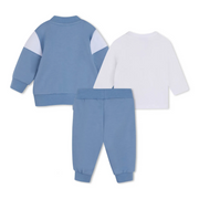 Rear view of the BOSS blue tracksuit.