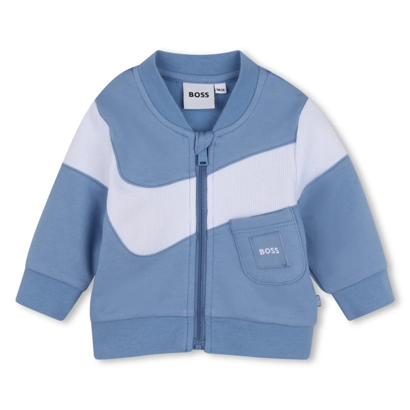 BOSS boy's colourblock zip up top.