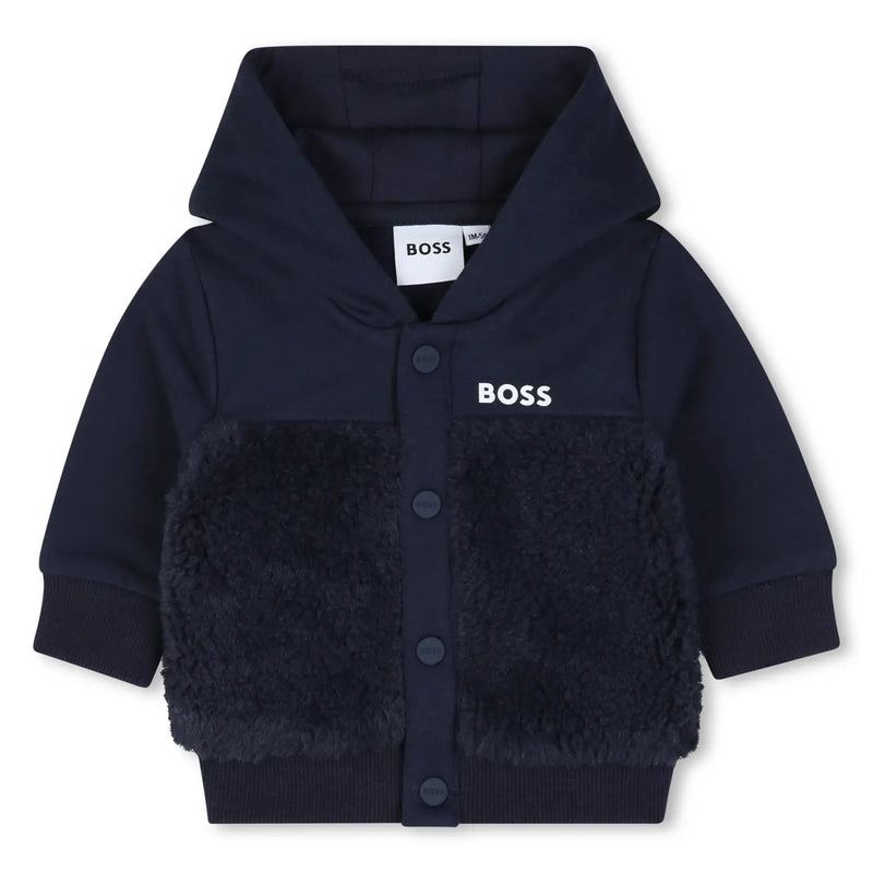 Baby boy's dark navy button up hoodie.