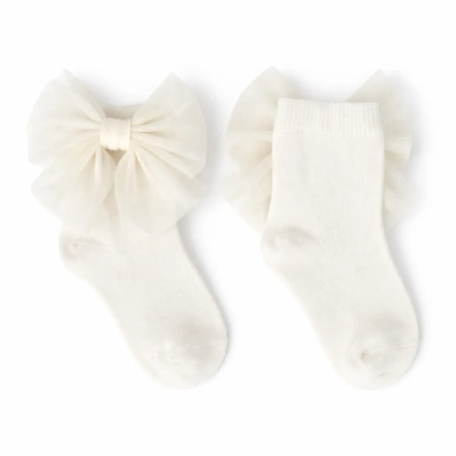 Caramelo girl's ivory bow socks - 4423.