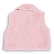 Rear view of the Caramelo faux fur gilet.