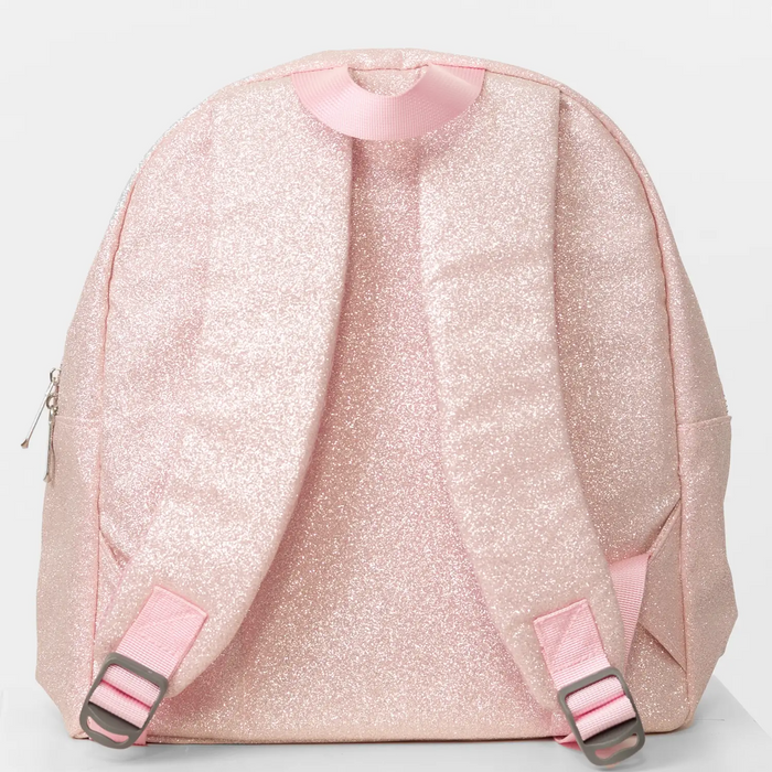 Back of the Caramelo glitter backpack.