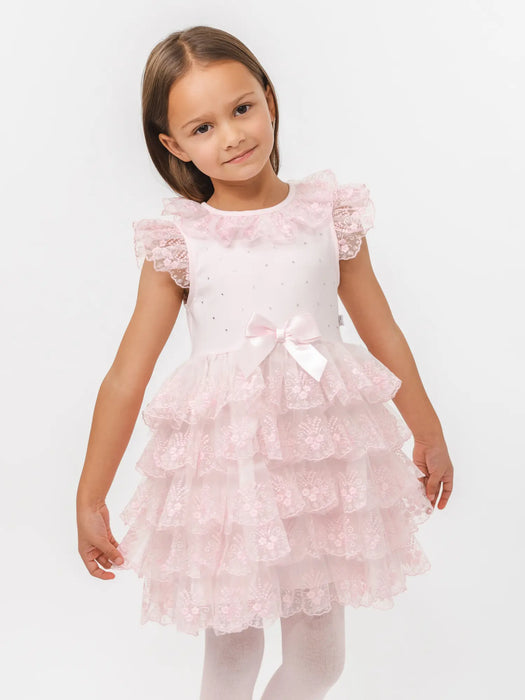 Caramelo pink lace frill dress  - 321202.