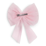 Rear view of the Caramelo pearl hair bow.