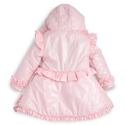 Rear view of the Caramelo peplum coat.