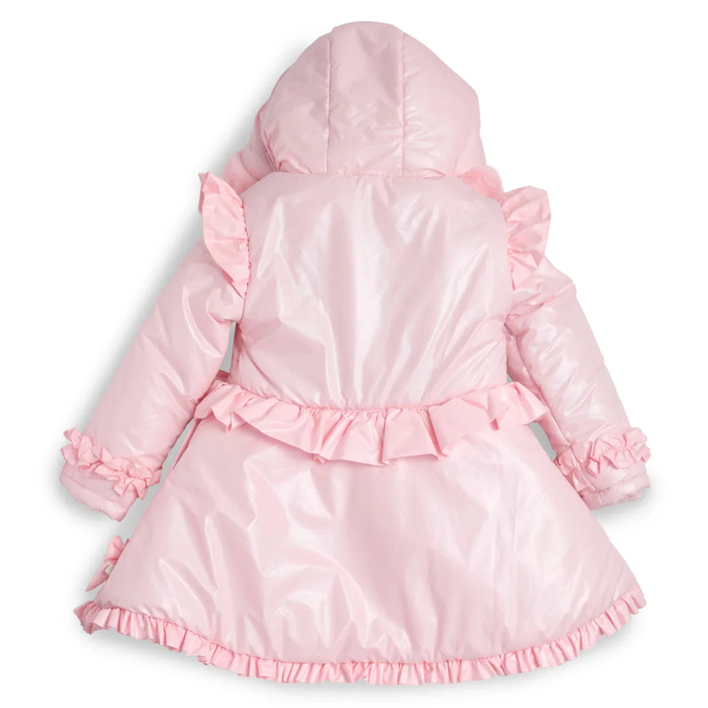 Rear view of the Caramelo peplum coat.