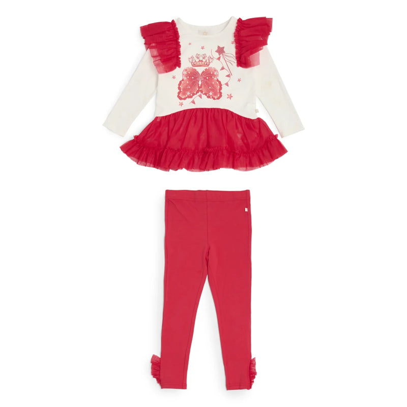 Caramelo girl's red royal magic leggings set - 3498108.