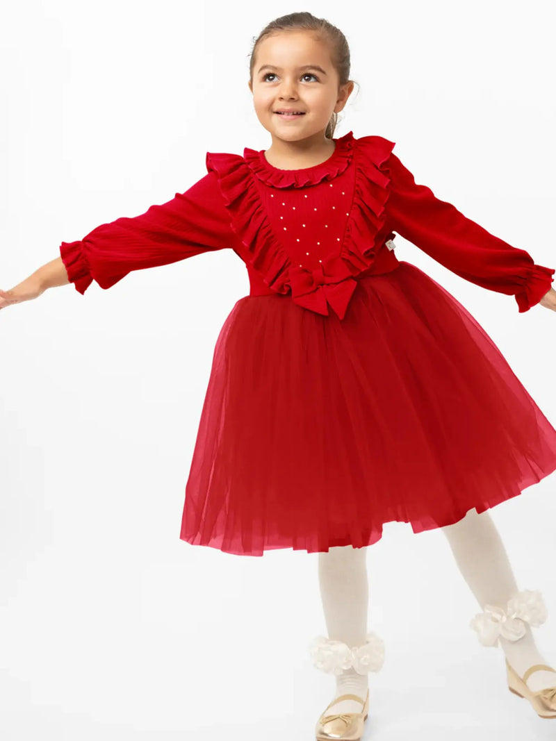 Caramelo girl's red tulle dress - 321203.