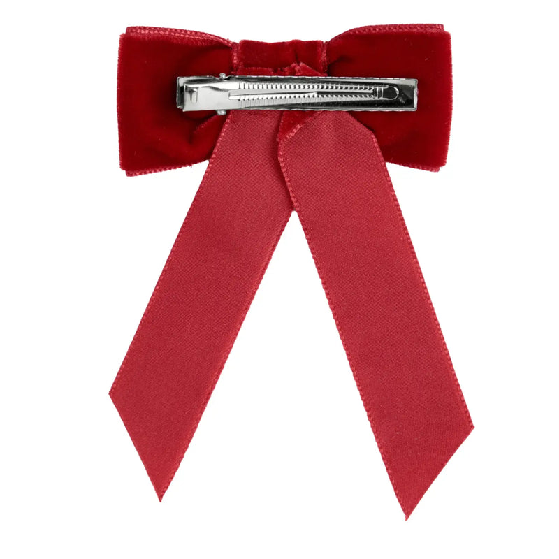 Condor Coquette Velvet Bow Clip - Red Velvet