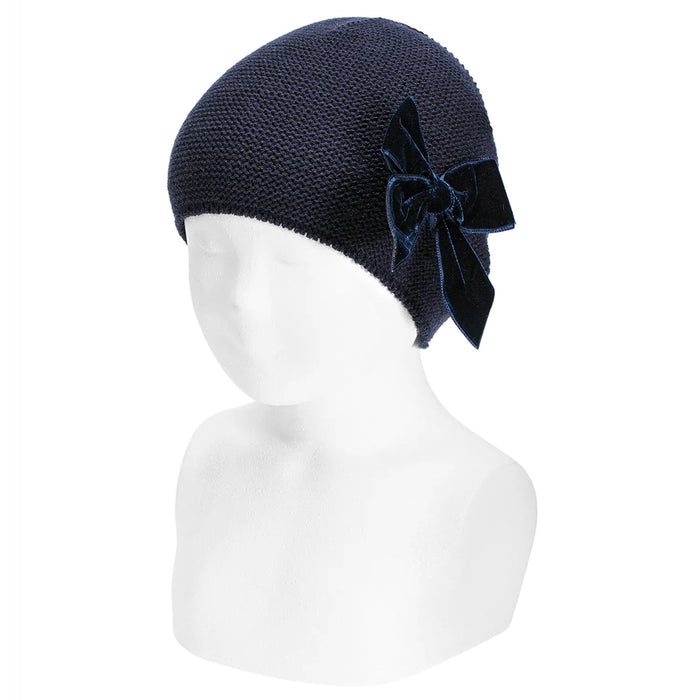 Condor Knitted Bow Hat - Navy.