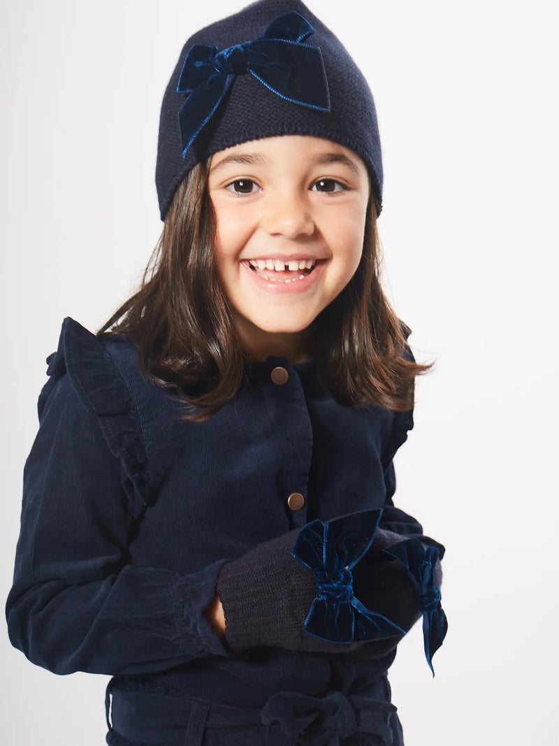 Condor Knitted Bow Hat - Navy