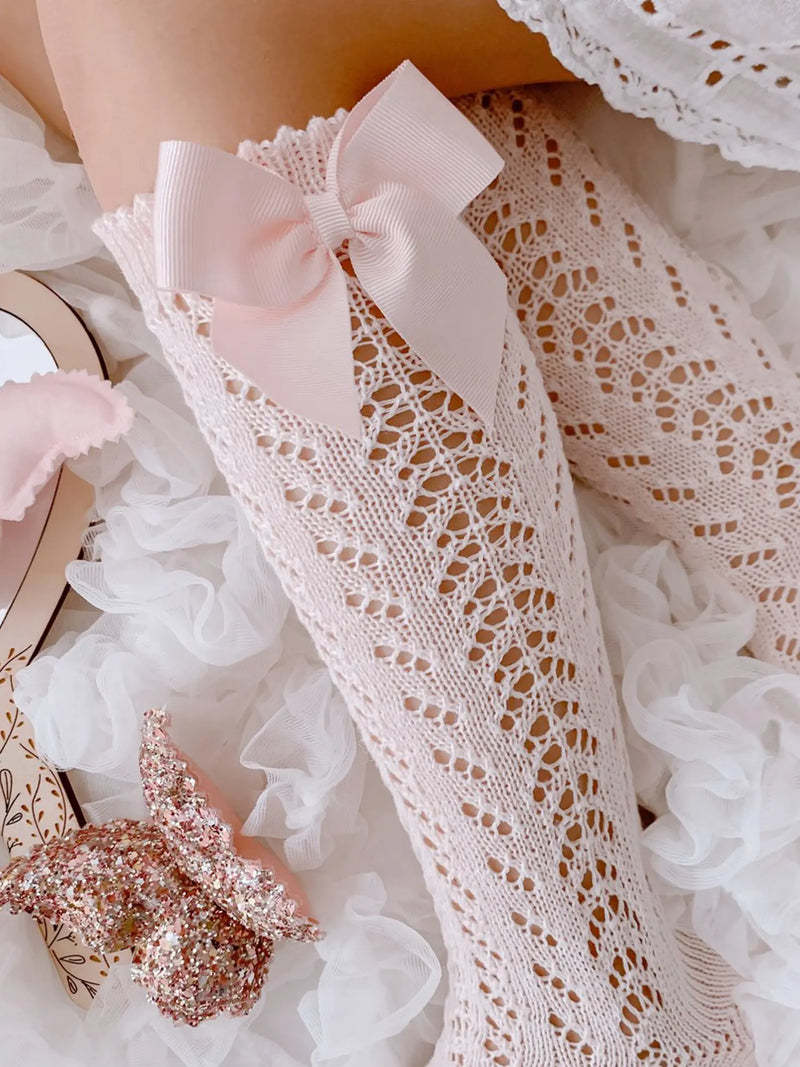 Condor Openwork Knee Socks - Baby Pink