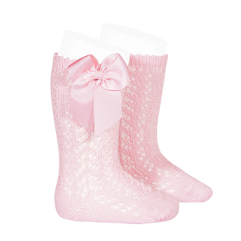 Condor Openwork Knee Socks - Baby Pink.