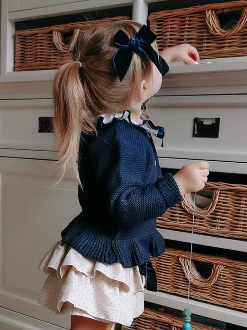 Condor Velvet Bow Clip - Navy