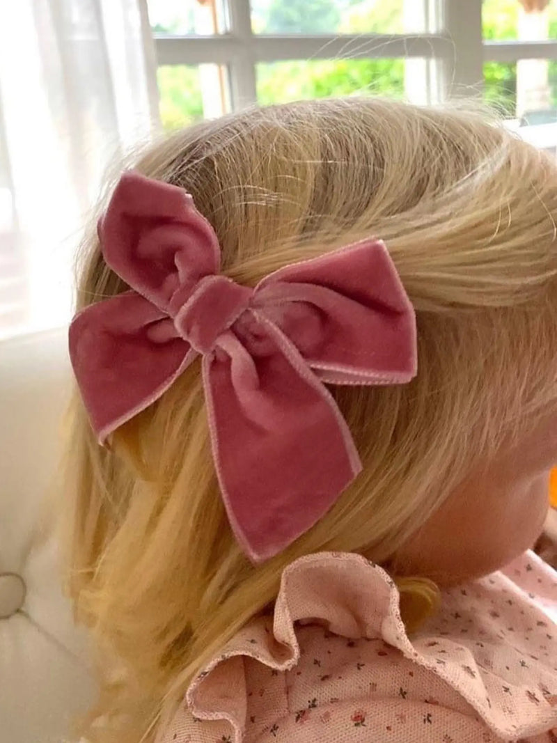 Condor Velvet Bow Clip - Pink