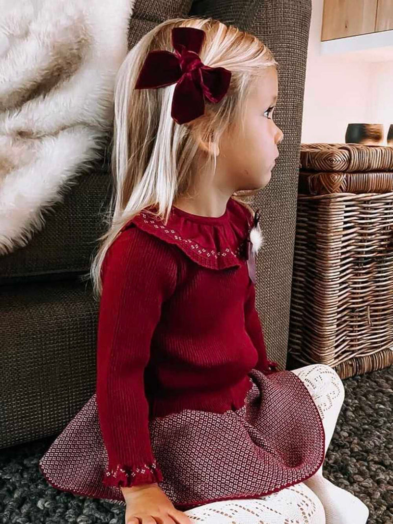 Condor Velvet Bow Clip - Burgundy