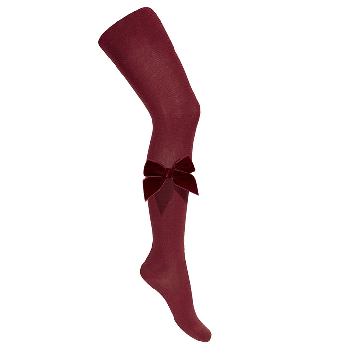 Condor Velvet Bow Tights - Burgundy