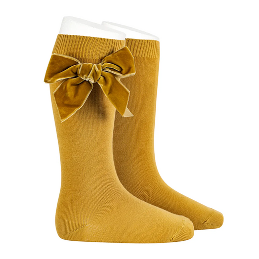 Condor mustard velvet bow socks - 24892.