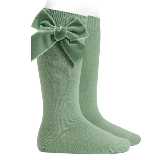 Condor sage velvet bow socks - 24892.