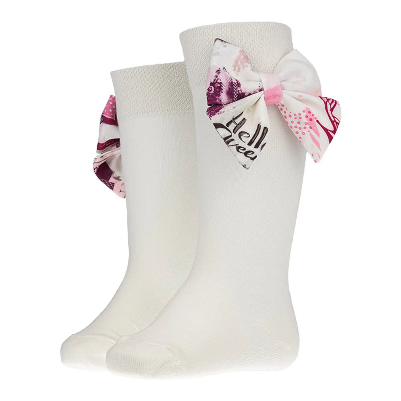 Daga girl's white fashion street knee socks - 10396.