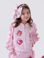 Daga frilled jacket, modelled by girl.