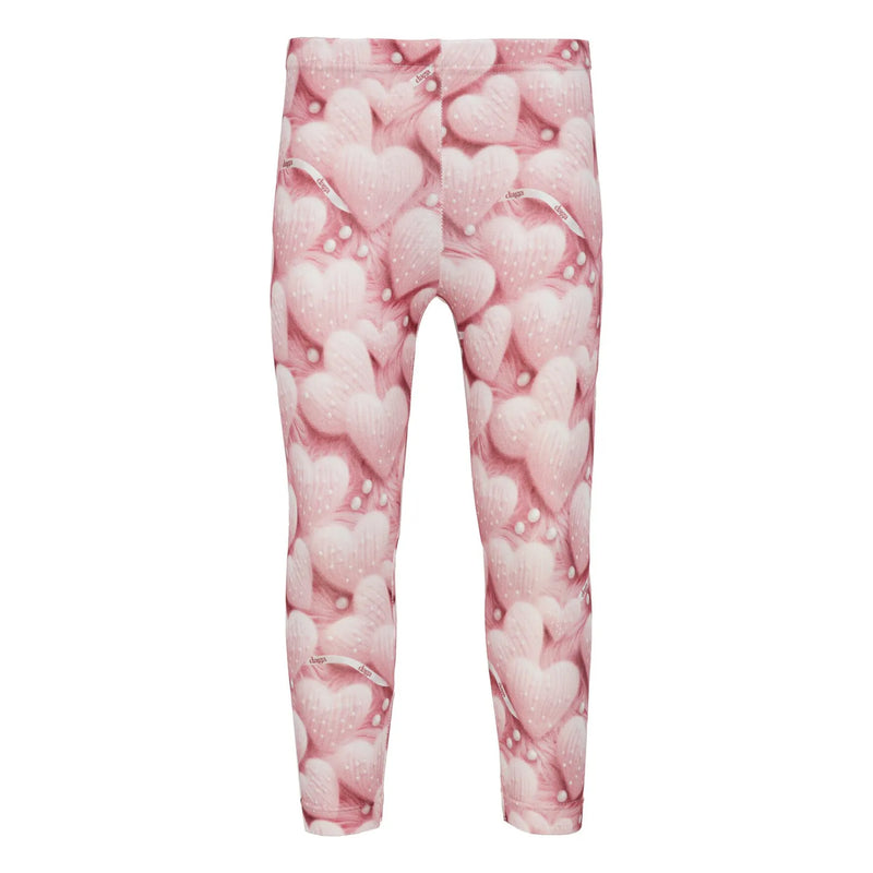 Girl's pink heart print leggings.