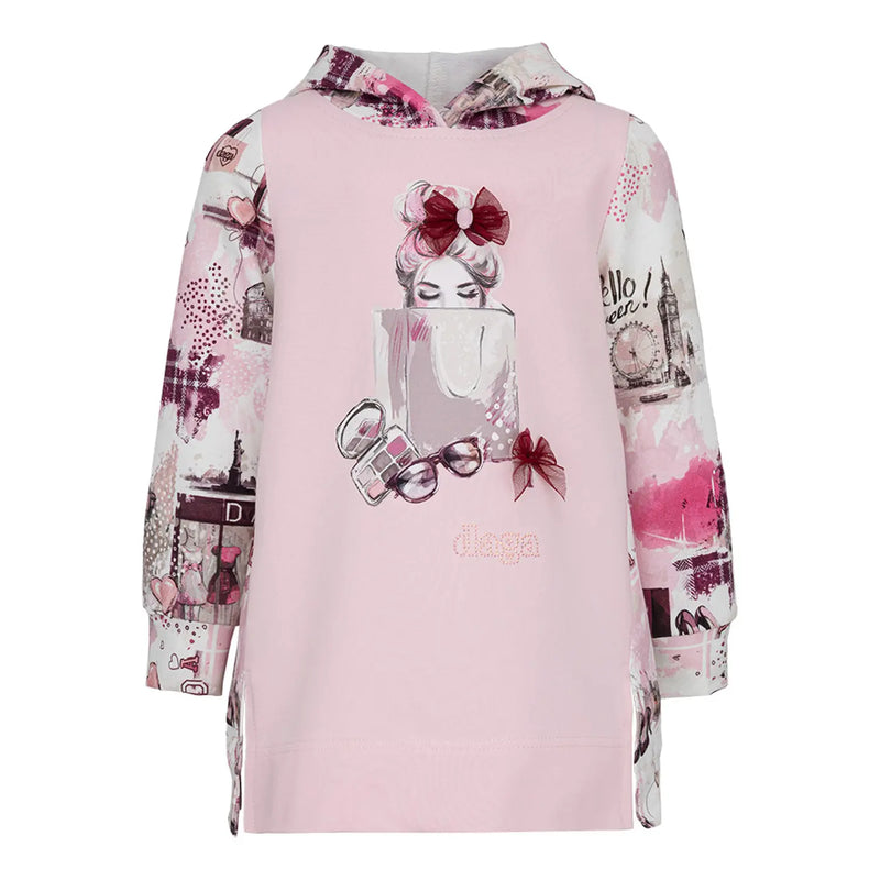 Daga girl's printed hoodie dress.