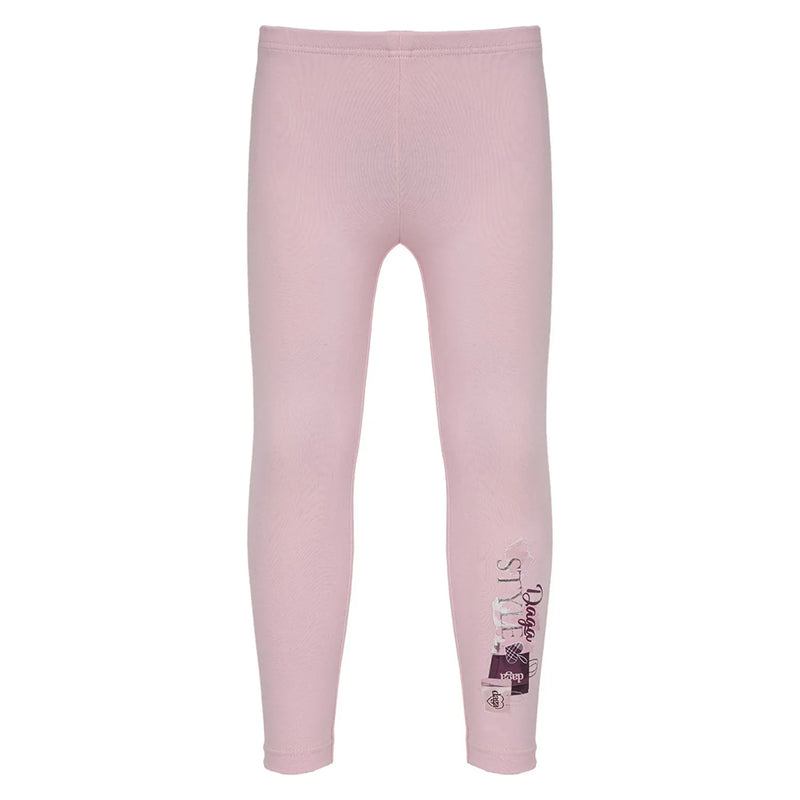 Girl's white leggings with fashion themed print.