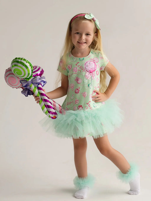 Girl wearing the Daga lollipop tutu dress.