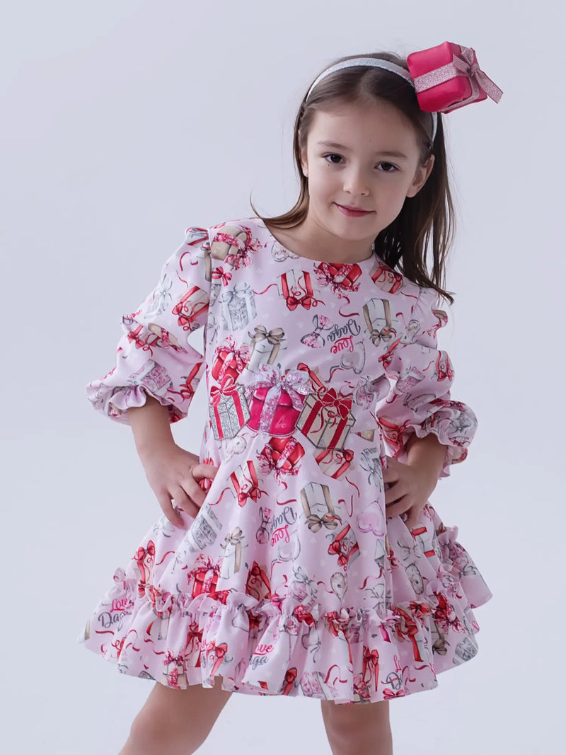 Closer view of the Daga printed dress.