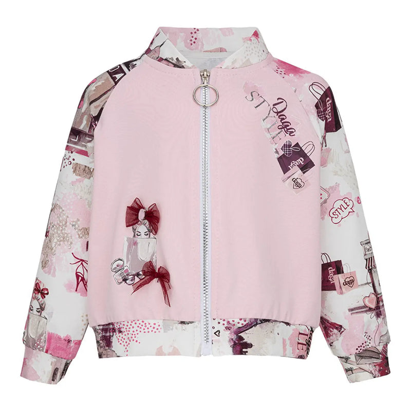 Daga girl's pink printed jacket - 10374.