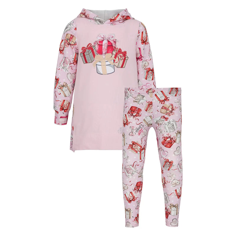 Daga girl's pink printed leggings set - 10346.
