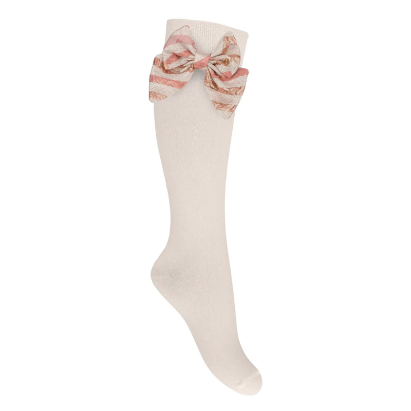 Daga striped bow knee socks - 10736.
