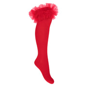 Daga red tulle knee socks - 10825.