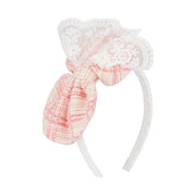 Daga pink tweed bow headband - 10748.