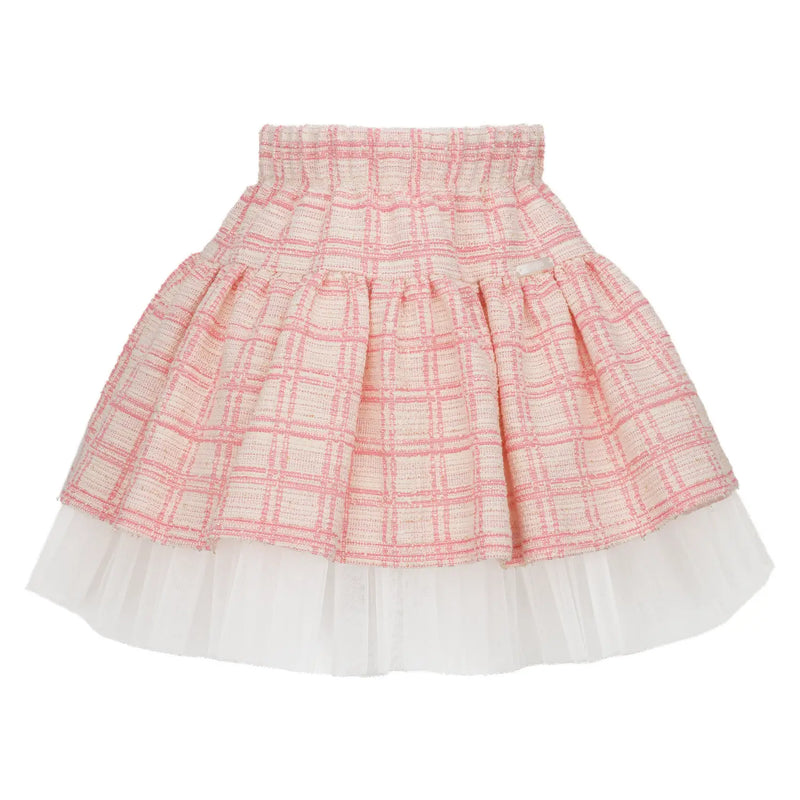 Daga pink tweed skirt.