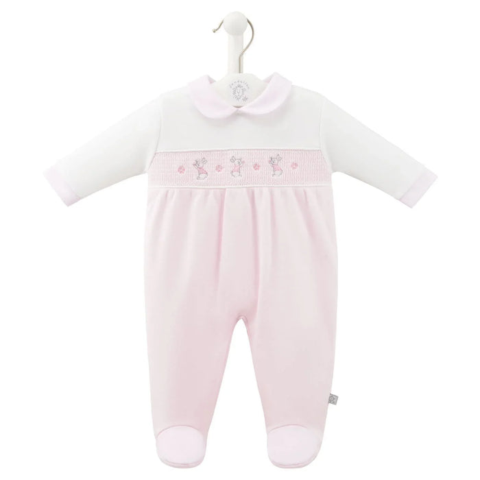 Dandelion pink rabbit & star babygrow - av6128.